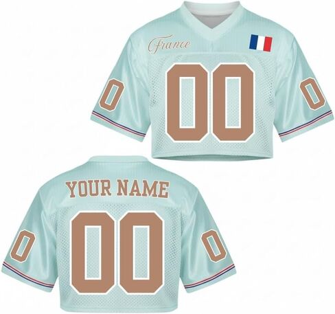 Name Number Mesh Crop Top Football Jersey Women Girls Youth, Custom Cropped Jersey Nation Football Shirt Camisas De Futbol in Saudi Arabia