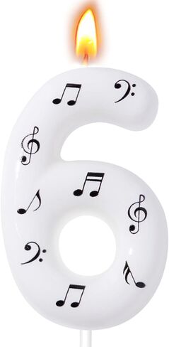 Music Birthday Candles, Music Party Decoration Supplies, Birthday Number Candles for Cake Topper (White, Number 1) in Saudi Arabia
