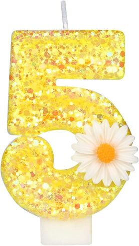 Birthday Candle 1, Yellow Flower Number 1 Candle 1st Candles for Cake Sunflower Theme Birthday Anniversary Cake Topper Decorations Candle Party Supplies(Yellow,1) in Saudi Arabia
