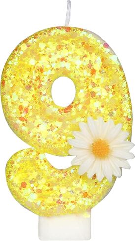 Birthday Candle 1, Yellow Flower Number 1 Candle 1st Candles for Cake Sunflower Theme Birthday Anniversary Cake Topper Decorations Candle Party Supplies(Yellow,1) in Saudi Arabia