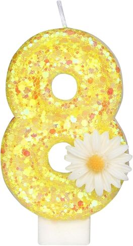 Birthday Candle 1, Yellow Flower Number 1 Candle 1st Candles for Cake Sunflower Theme Birthday Anniversary Cake Topper Decorations Candle Party Supplies(Yellow,1) in Saudi Arabia