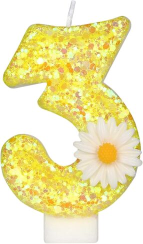 Birthday Candle 1, Yellow Flower Number 1 Candle 1st Candles for Cake Sunflower Theme Birthday Anniversary Cake Topper Decorations Candle Party Supplies(Yellow,1) in Saudi Arabia