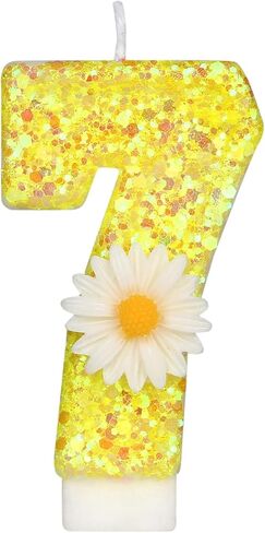 Birthday Candle 1, Yellow Flower Number 1 Candle 1st Candles for Cake Sunflower Theme Birthday Anniversary Cake Topper Decorations Candle Party Supplies(Yellow,1) in Saudi Arabia
