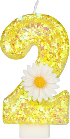 Birthday Candle 1, Yellow Flower Number 1 Candle 1st Candles for Cake Sunflower Theme Birthday Anniversary Cake Topper Decorations Candle Party Supplies(Yellow,1) in Saudi Arabia
