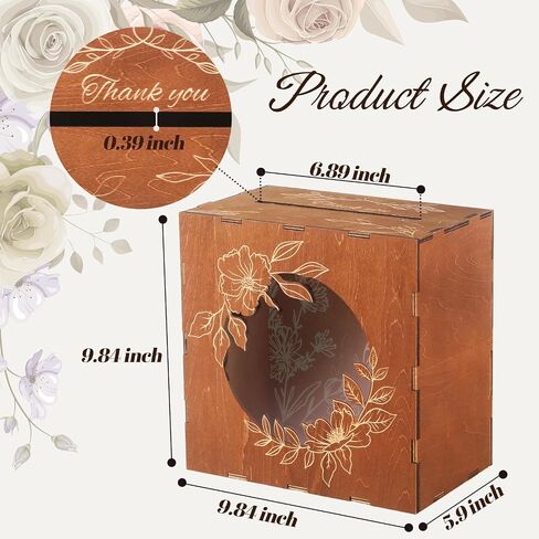 Wisreach Wooden Wedding Card Box with Acrylic Panel — Honeymoon Fund Box for Wedding, Rustic Wedding Card Boxes for Reception, Graduations, Birthdays, Baby and Bridal Showers in Saudi Arabia