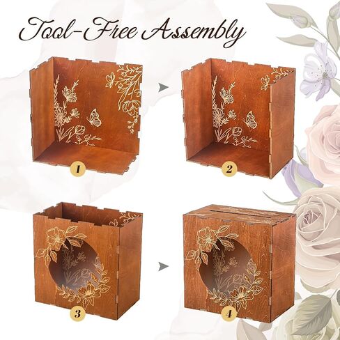 Wisreach Wooden Wedding Card Box with Acrylic Panel — Honeymoon Fund Box for Wedding, Rustic Wedding Card Boxes for Reception, Graduations, Birthdays, Baby and Bridal Showers in Saudi Arabia