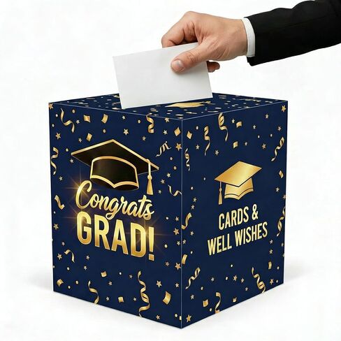2026 Graduation Decorations Card Box Holder for Graduation Party, Congrats Grad Foldable Cardboard Decorations, 8.5 Inches Graduation Gift Box (Black) in Saudi Arabia