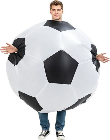 Adults Inflatable Soccer Ball Costume, Funny Blow Up Football Bodysuit, One Size Fits 150-190cm for Halloween, Sports Party, Carnival & Cosplay in Saudi Arabia