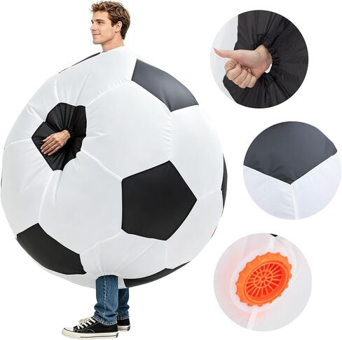 Adults Inflatable Soccer Ball Costume, Funny Blow Up Football Bodysuit, One Size Fits 150-190cm for Halloween, Sports Party, Carnival & Cosplay in Saudi Arabia