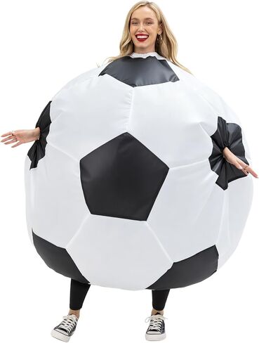 Adults Inflatable Soccer Ball Costume, Funny Blow Up Football Bodysuit, One Size Fits 150-190cm for Halloween, Sports Party, Carnival & Cosplay in Saudi Arabia