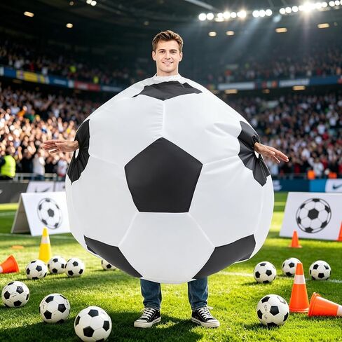 Adults Inflatable Soccer Ball Costume, Funny Blow Up Football Bodysuit, One Size Fits 150-190cm for Halloween, Sports Party, Carnival & Cosplay in Saudi Arabia