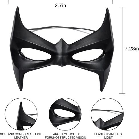 Voyiparty Bat Eye Mask, Black Halloween Adult Costume, Party Character Makeup for Dance Party Cosplay Props, Standard Size in Saudi Arabia