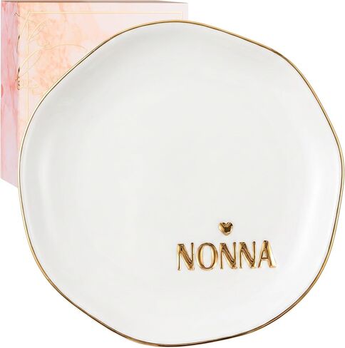 هدايا InnoBeta Nonna للجدة، صينية مجوهرات سيراميك، طبق حلية مزخرف للخواتم والأقراط والقلائد والسوار، 4.75 بوصة in Kuwait