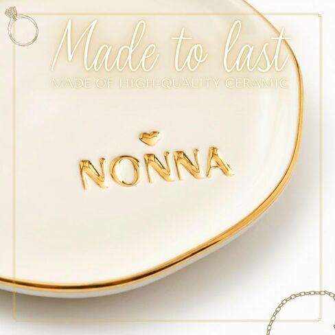هدايا InnoBeta Nonna للجدة، صينية مجوهرات سيراميك، طبق حلية مزخرف للخواتم والأقراط والقلائد والسوار، 4.75 بوصة in Kuwait