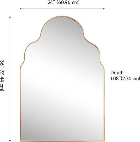 جوناثان واي الورا 24 "× 36" الذهب صدفي قوس معدني مؤطرة مرآة مثبتة على الحائط للحمام الغرور مدخل غرفة النوم غرفة المعيشة الحديثة تصميم الديكور العائمة MIR214A in Kuwait