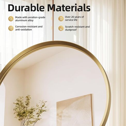Brushed Gold Large Round Bathroom Mirror for Wall, 40 inch Large Gold Circle Mirror for Wall, New Frame Design, Tempered Glass,Wall Mounted Circle Mirror for Vanity, Entryway, Bedroom in Saudi Arabia