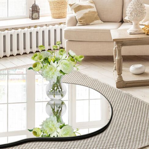 32"x20" Frameless Asymmetrical Irregular Bathroom Mirror, Wavy Vanity Wall Mirror for Modern Bathroom, Bedroom, Entryway, Living Room Decor in Saudi Arabia