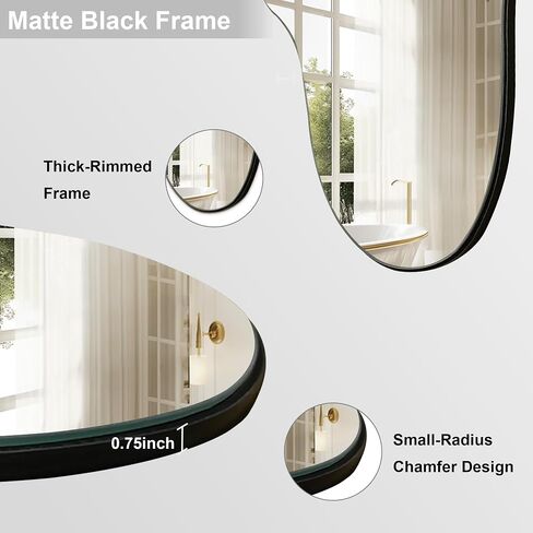 32"x20" Frameless Asymmetrical Irregular Bathroom Mirror, Wavy Vanity Wall Mirror for Modern Bathroom, Bedroom, Entryway, Living Room Decor in Saudi Arabia