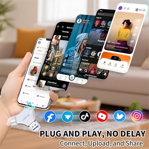 USB 3.0 Flash Drive 64gb for iPhone, 3in1 External Memory Picture Keeper Storage Stick for Photo/Video/Data Saver/Backup, V2.97 High Speed Thumb Drives for iPhone/iPad/Android/PC - Mink-Brown in Kuwait