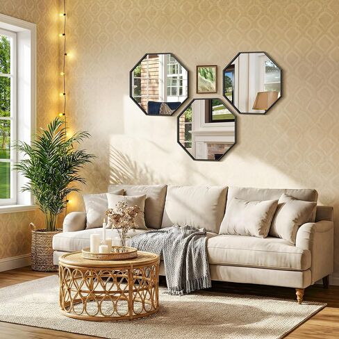 FORBATH 24x36 Inch Hexagon Mirror for Wall, Black Bathroom Mirror for Over Sink with Iron Frame, Vanity Mirror Hanging for Bedroom Entryway Hallway Living Room, Horizontal/Vertical in Kuwait