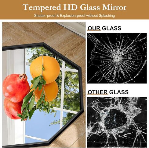FORBATH 24x36 Inch Hexagon Mirror for Wall, Black Bathroom Mirror for Over Sink with Iron Frame, Vanity Mirror Hanging for Bedroom Entryway Hallway Living Room, Horizontal/Vertical in Kuwait