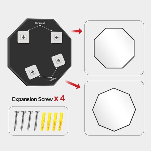 FORBATH 24x36 Inch Hexagon Mirror for Wall, Black Bathroom Mirror for Over Sink with Iron Frame, Vanity Mirror Hanging for Bedroom Entryway Hallway Living Room, Horizontal/Vertical in Kuwait