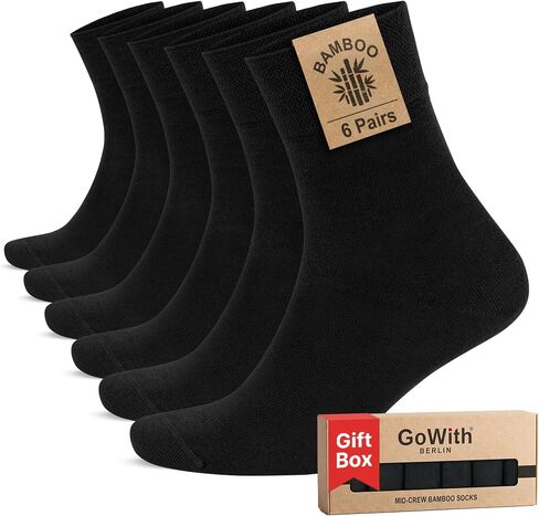 GoWith 6 Pairs Bamboo Crew Dress Socks for Men & Women, Casual Mid-Calf Socks, Breathable Rayon, Premium, Seamless Toe 3560 in Saudi Arabia