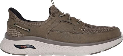 Skechers - مقاس مريح للرجال: حذاء Arch Crosser - Dermot سهل الارتداء، اللون كاكي، المقاس: 9 M US in Kuwait