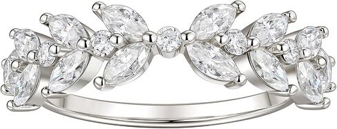 Wuziwen Marquise Moissanite أربطة زفاف للنساء خاتم الخلود خواتم الخطبة لها D اللون VVS1 مقاس 5-10 in Kuwait