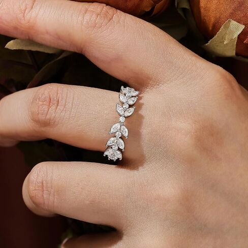 Wuziwen Marquise Moissanite أربطة زفاف للنساء خاتم الخلود خواتم الخطبة لها D اللون VVS1 مقاس 5-10 in Kuwait