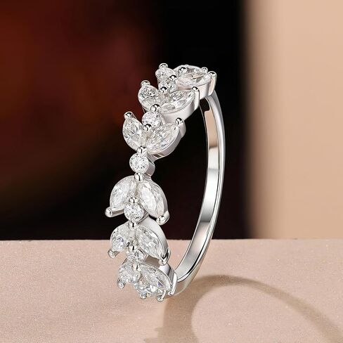 Wuziwen Marquise Moissanite أربطة زفاف للنساء خاتم الخلود خواتم الخطبة لها D اللون VVS1 مقاس 5-10 in Kuwait