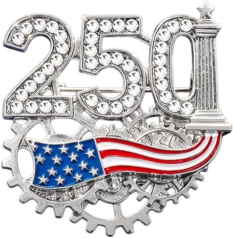 Blingbling USA 250th الذكرى بروش دبابيس للنساء 1776-2026 العلم الأمريكي 250 سنة من الحرية دبابيس عيد الاستقلال مجوهرات هدايا-A in Kuwait
