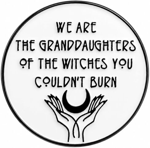 Feminist Enamel Pin - Funny Witchy Quote Pins Brooch for Backpacks, Jackets, Hatswith "Granddaughters of Witches". Girl Power Brooches Gift for Women in Saudi Arabia