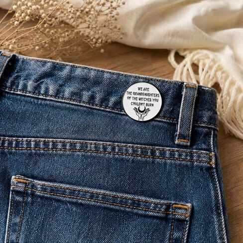 Feminist Enamel Pin - Funny Witchy Quote Pins Brooch for Backpacks, Jackets, Hatswith "Granddaughters of Witches". Girl Power Brooches Gift for Women in Saudi Arabia