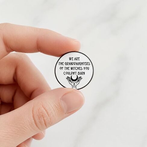 Feminist Enamel Pin - Funny Witchy Quote Pins Brooch for Backpacks, Jackets, Hatswith "Granddaughters of Witches". Girl Power Brooches Gift for Women in Saudi Arabia