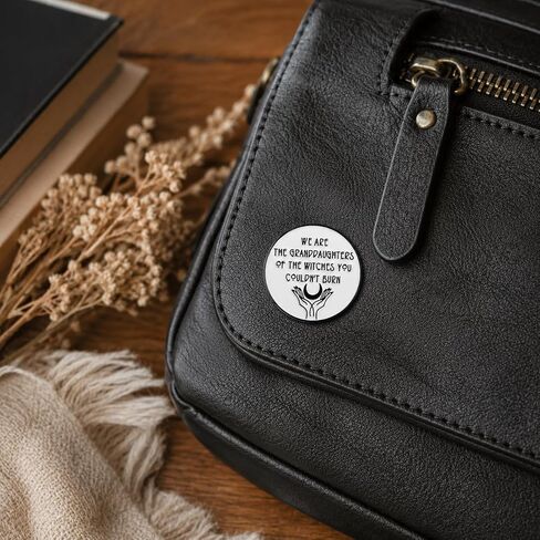 Feminist Enamel Pin - Funny Witchy Quote Pins Brooch for Backpacks, Jackets, Hatswith "Granddaughters of Witches". Girl Power Brooches Gift for Women in Saudi Arabia