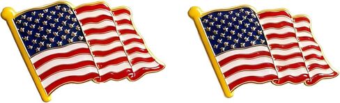 American Flag Lapel Pin, Waving USA Flag Design with Gold Pole, Die-Struck Metal with Painted Finish, 0.98 x 0.82 Inch, Butterfly Clutch Back in Saudi Arabia