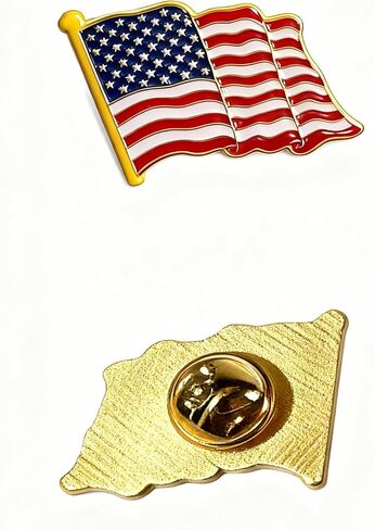 American Flag Lapel Pin, Waving USA Flag Design with Gold Pole, Die-Struck Metal with Painted Finish, 0.98 x 0.82 Inch, Butterfly Clutch Back in Saudi Arabia