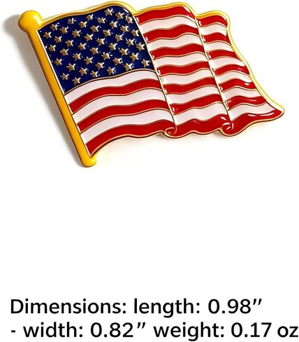 American Flag Lapel Pin, Waving USA Flag Design with Gold Pole, Die-Struck Metal with Painted Finish, 0.98 x 0.82 Inch, Butterfly Clutch Back in Saudi Arabia
