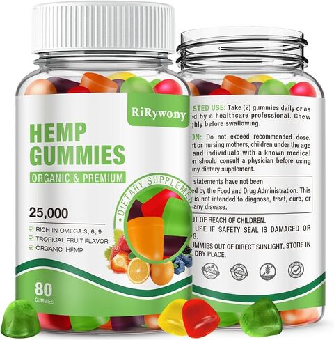 Hemp Gummies Extra Strength for Sleep, Pain, Anxiety, High Potency Edible Gummy, Organic Hemp Oil Extract Vegan Bear Candy 80 Counts (1 Pack) in Saudi Arabia