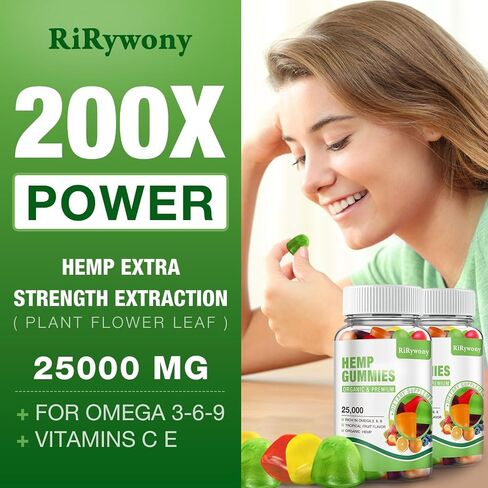 Hemp Gummies Extra Strength for Sleep, Pain, Anxiety, High Potency Edible Gummy, Organic Hemp Oil Extract Vegan Bear Candy 80 Counts (1 Pack) in Saudi Arabia