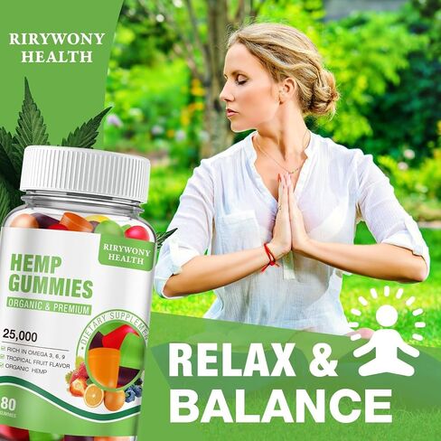 Hemp Gummies Extra Strength for Sleep, Pain, Anxiety, High Potency Edible Gummy, Organic Hemp Oil Extract Vegan Bear Candy 80 Counts (1 Pack) in Saudi Arabia