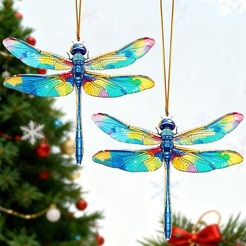 Acrylic Dragonfly Gifts Decor for Women for Christmas Tree Decoration,Birthday Gift Holiday Decorations for Windows/Christmas Tree/Car Decoration - Blue Dragonflies in Saudi Arabia
