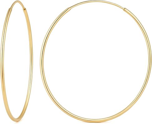 Gold Hoop Earrings 14K Gold Earrings for Women Thin Gold Hoop Earrings for Women Lightweight Hoops Earring Noticeable Hoops Earring for Womens Earring 20/30/40/50mm in Saudi Arabia