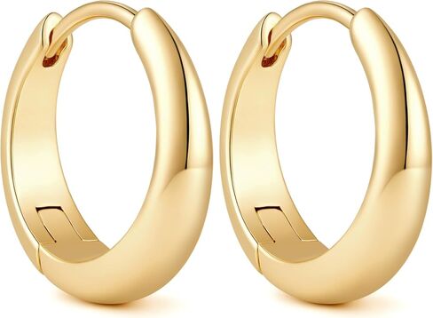 NICRET Gold Hoop Earrings for Women 14K Gold Earrings for Women Hoops Earring for Womens Hoops Crescent-Shaped Beauties Hoop Earring for Womens 13mm/18mm/22mm in Saudi Arabia