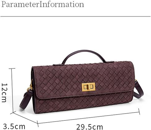 Women's Handmade Woven Evening Bag Leather Clutch Handbag Fashion Crossbody Purse Wine Red-Suede in Saudi Arabia