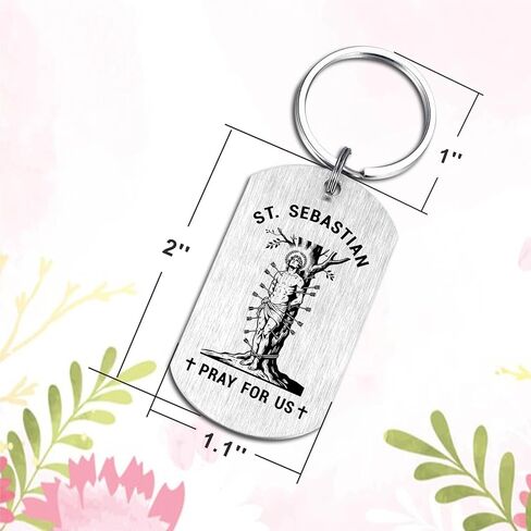 St. Sebastian Prayer Keychain for Athletes Sports Players - Saint Sebastian Patron Saint of Athletes Soldiers Archers Gift, Confirmation Gifts for Men, Son Grandson Graduation Birthday Presents in Saudi Arabia