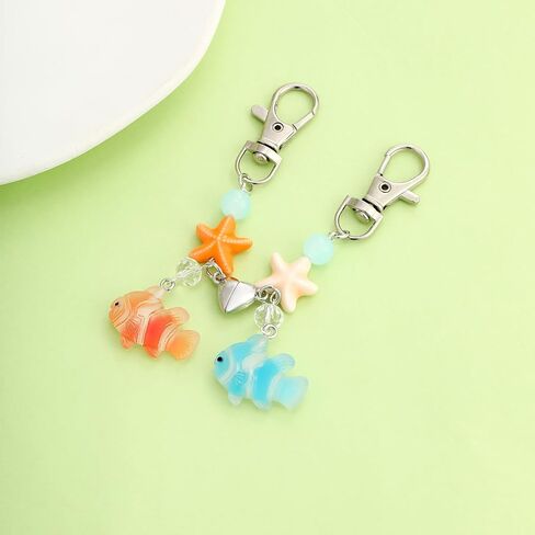 Fish keychains Cute Fish Starfish Heart Matching Couples Best Friend BFF Stuff Keyrings Valentines Day Birthday Gifts in Saudi Arabia