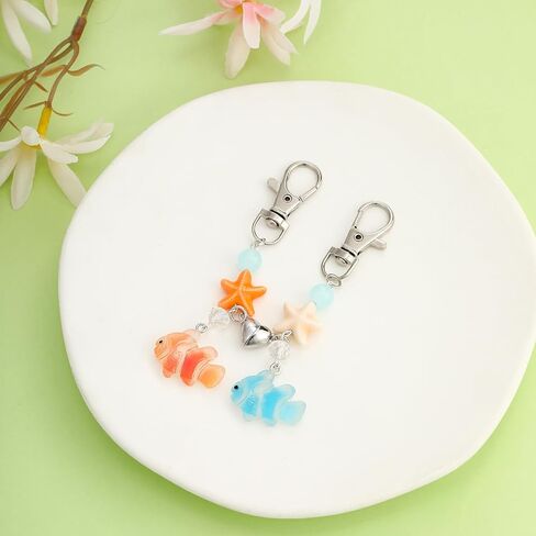 Fish keychains Cute Fish Starfish Heart Matching Couples Best Friend BFF Stuff Keyrings Valentines Day Birthday Gifts in Saudi Arabia