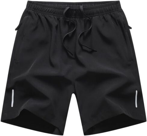 Men's Summer Sports Shorts Quick Drying Lightweight Adjustable Drawstring Side Pockets Reflective Trim for Running Cycling in Kuwait